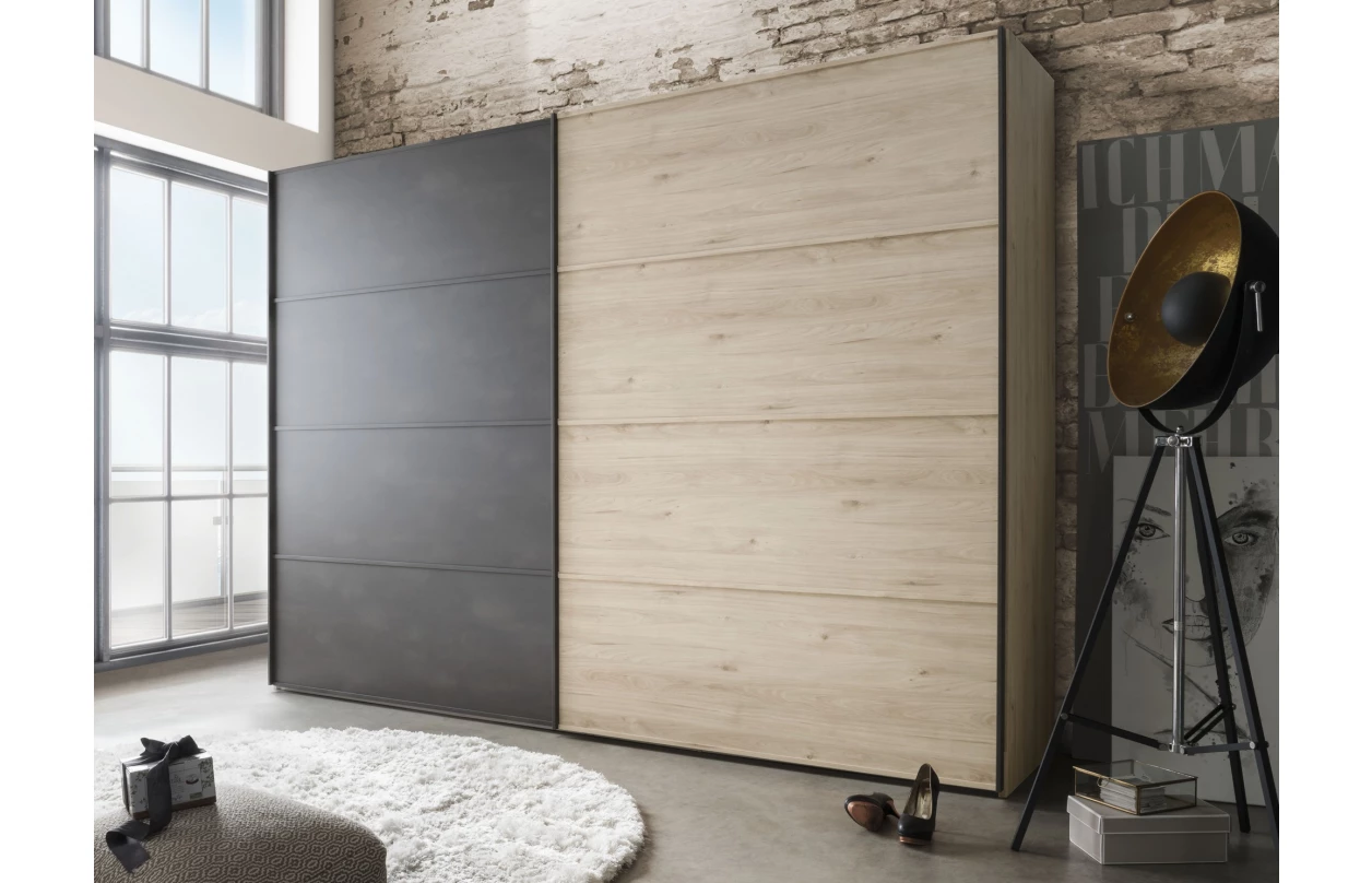 Šatníková skriňa Brüssel, 250 cm, kamenný dub/šedá 11