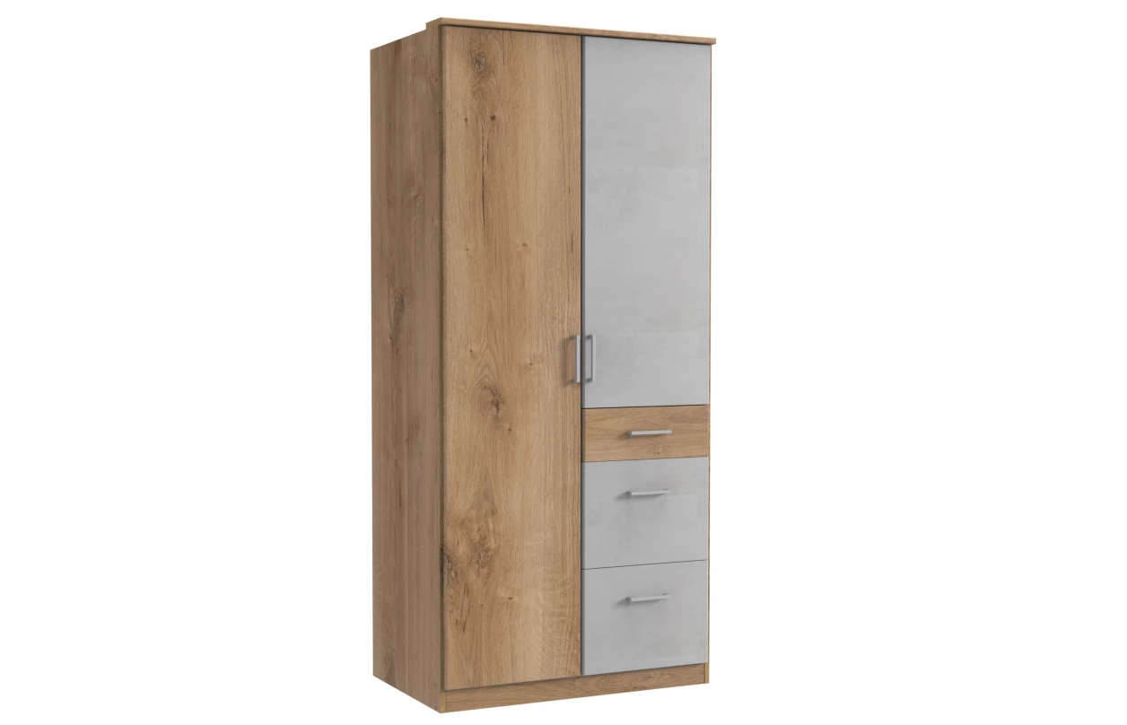 Šatníková skriňa so zrkadlom Click, 135 cm, biela/dub sonoma 17