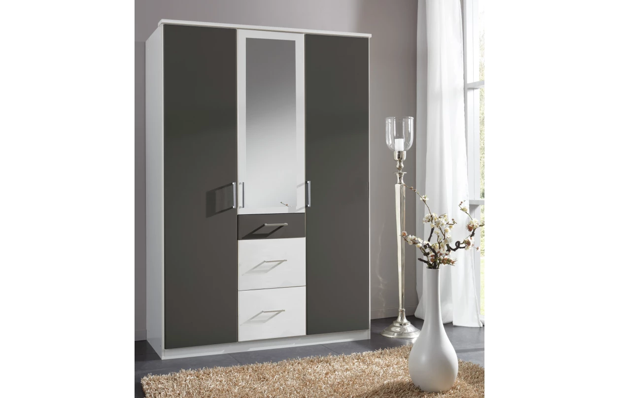 Šatníková skriňa so zrkadlom Click, 135 cm, biela/dub sonoma 31