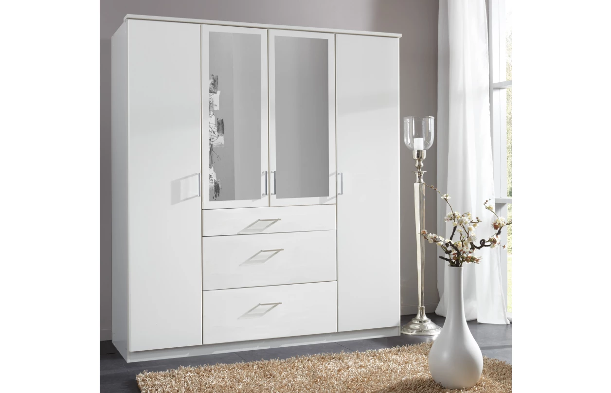 Šatníková skriňa so zrkadlom Click, 135 cm, biela/dub sonoma 35