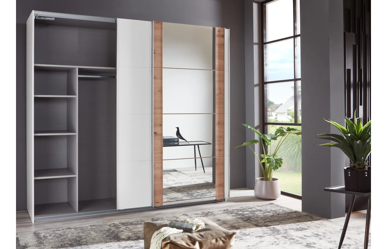 Šatníková skriňa Bern, šírka 225 cm/výška 208 cm, biela 7