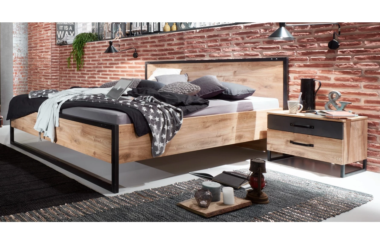 Set nočných stolíkov (2 ks) Detroit, doskový dub/antracitová oceľ 9