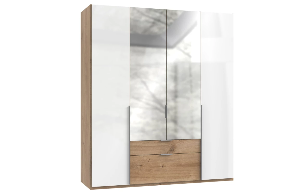 Šatníková skriňa New York D, 135 cm, biela / biely lesk 17