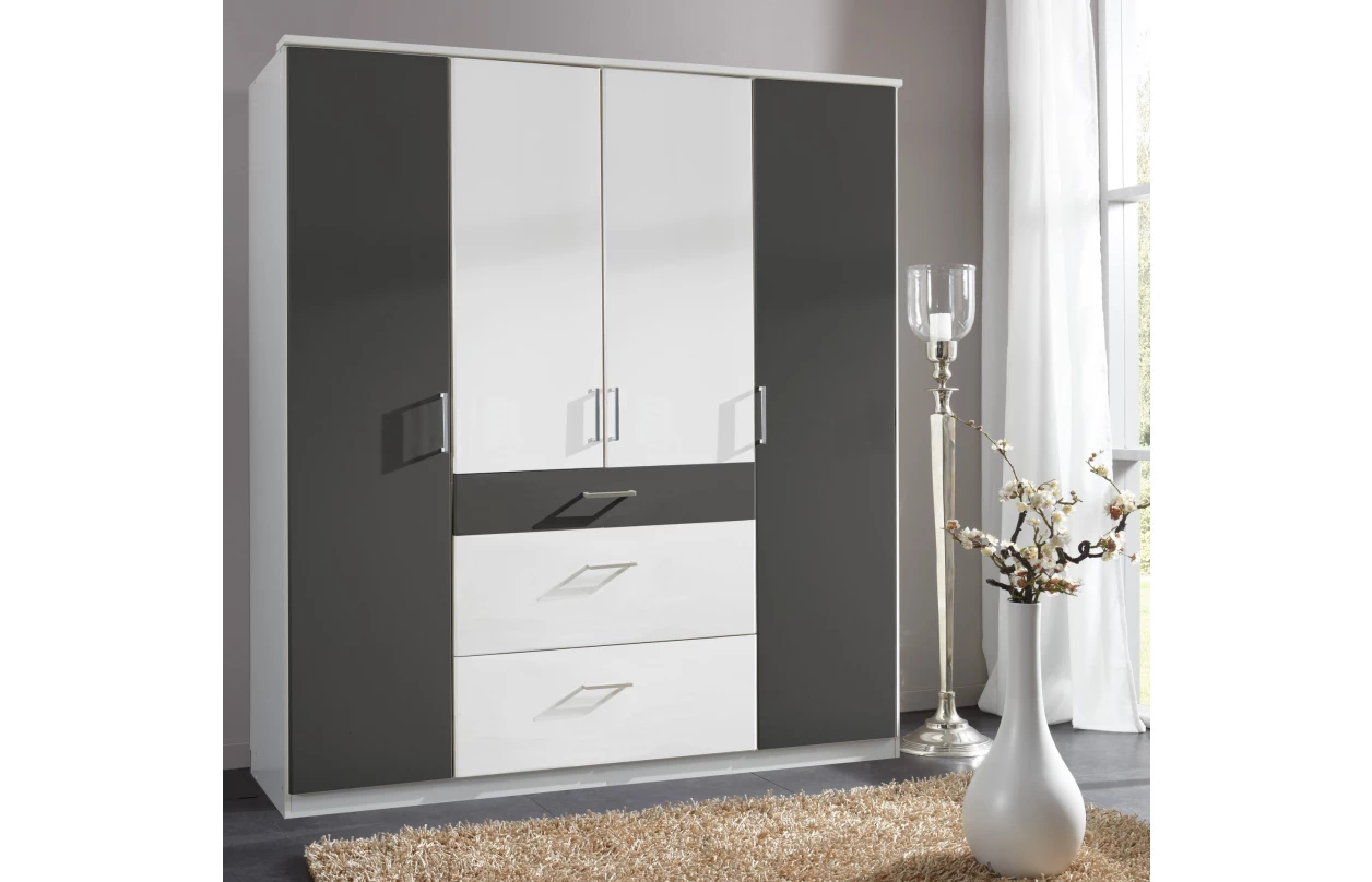 Šatníková skriňa so zrkadlom Click, 135 cm, dub sonoma/biela 30