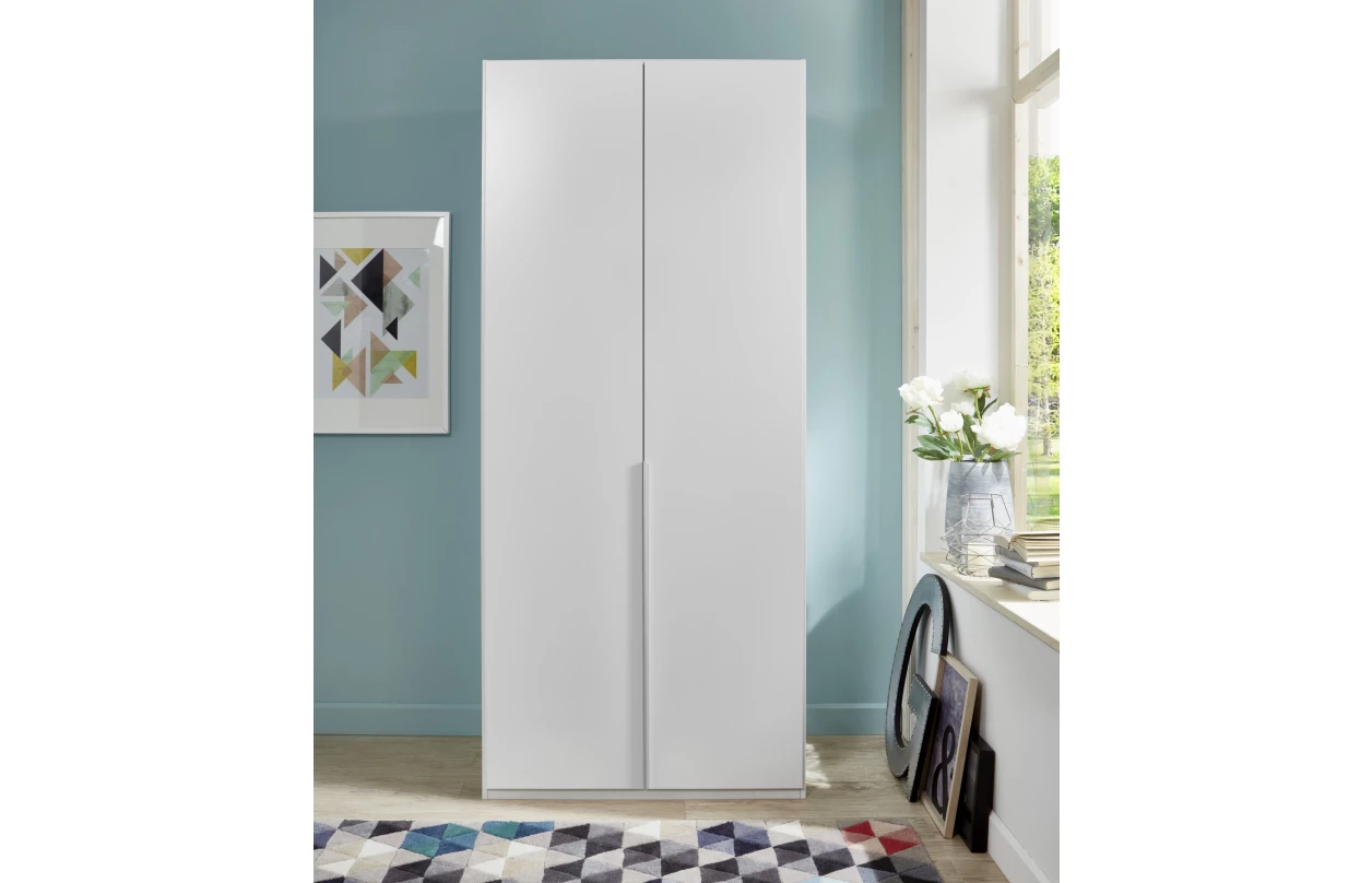 Šatníková skriňa New York D, 45 cm, biela / biely lesk 3