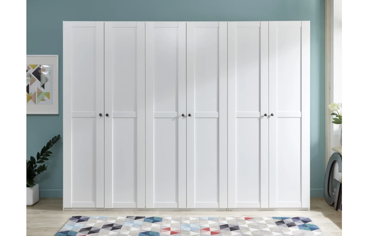Šatníková skriňa so zásuvkami New York D, 135 cm, biela / biely lesk 12