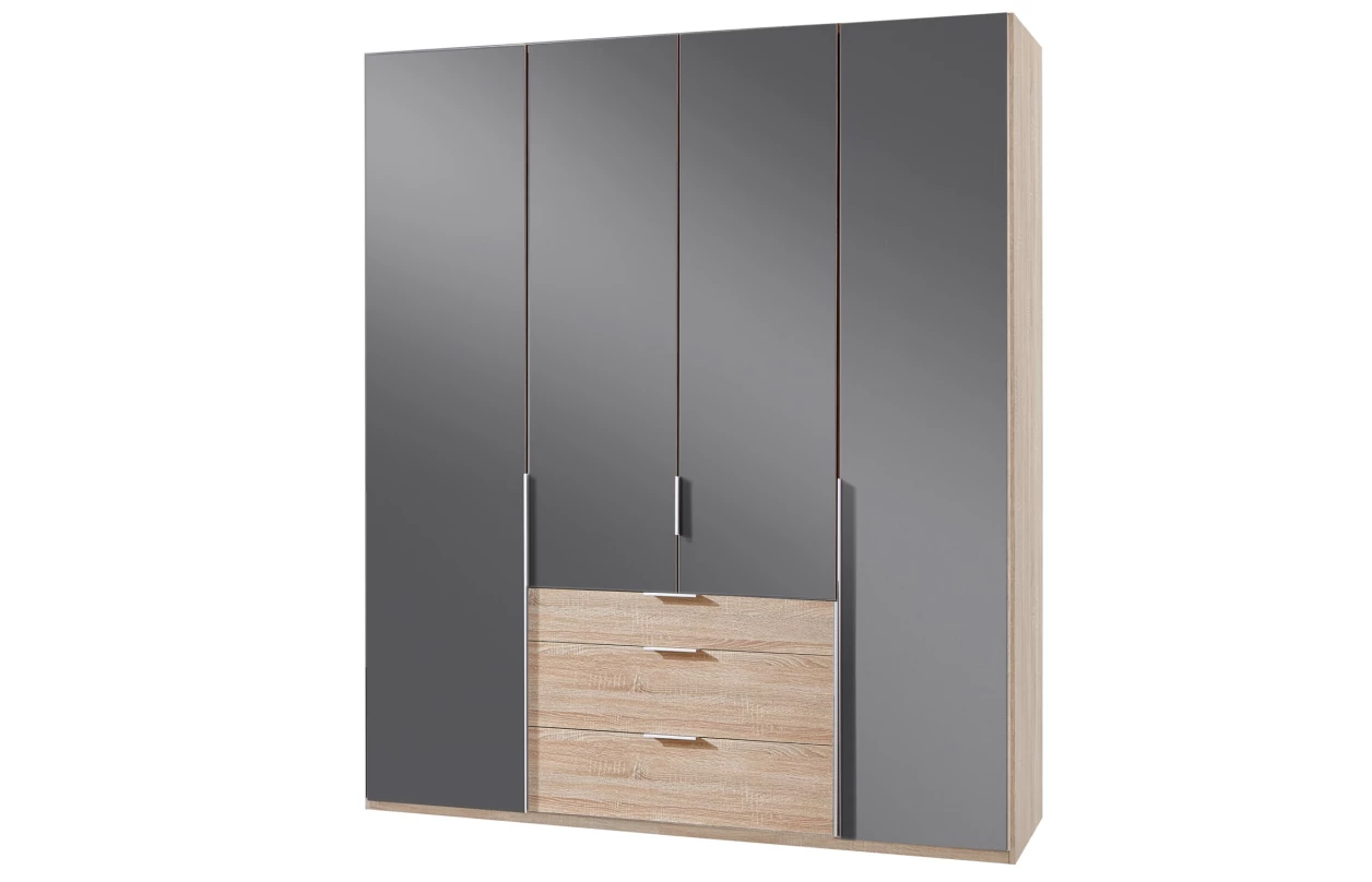 Šatníková skriňa so zásuvkami New York D, 135 cm, biela / biely lesk 16