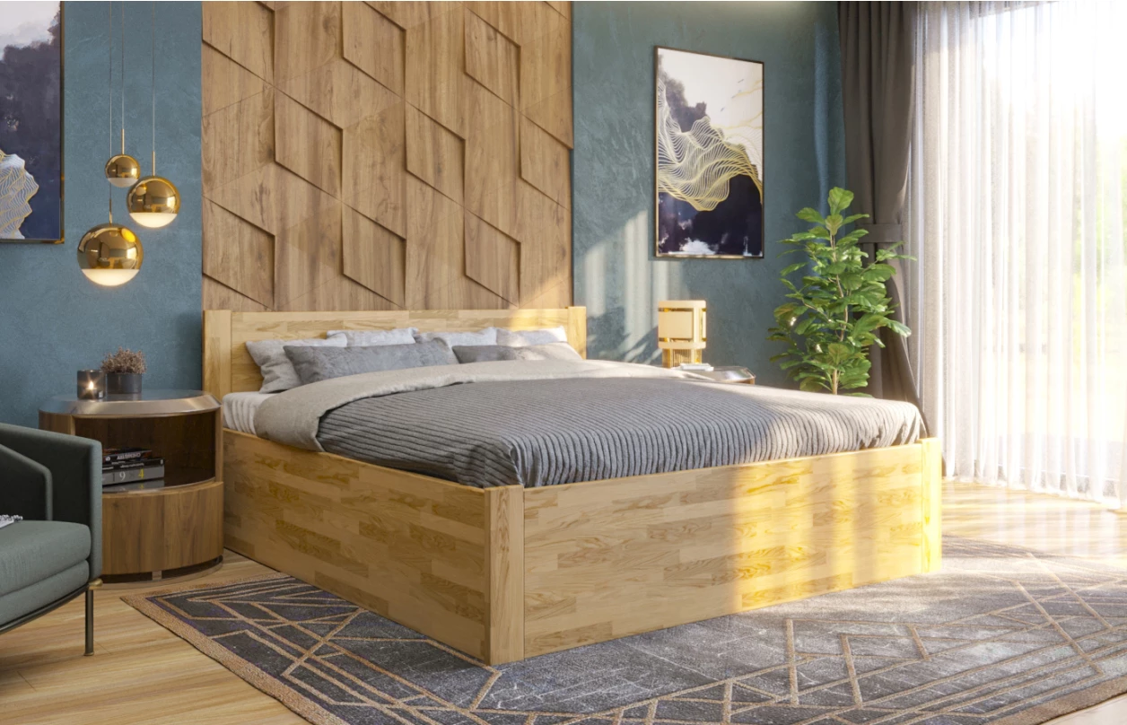 Posteľ s úložným priestorom Fava Box 180x200 cm, bielený buk 5