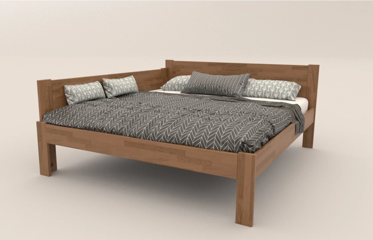 Rohová posteľ so zástenou vľavo Fava L 180x200 cm, prírodný buk 1