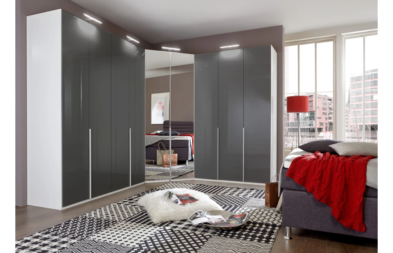 Posuvné dvere ku korpusu skrine šírky 225 cm Easy Plus, zrkadlo 18