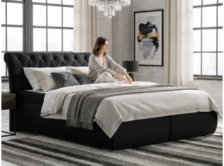 Posteľ boxspring Agnes 180x200 cm,lesklo čierna látka
