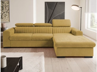 Rohová sedačka Sansa, žltá látka, pravý roh