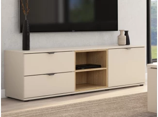 TV skrinka so zásuvkami Avola, 140 cm, béžová kašmír/dub cremona