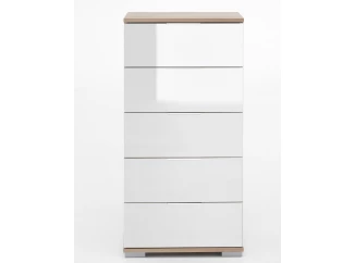 Skrinka s 5 zásuvkami Easy Plus, 49 cm, dub sonoma/biele sklo