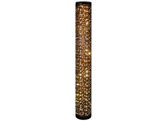 Stojacia LED lampa Taco, trblietavý efekt, čierno-zlatá látka
