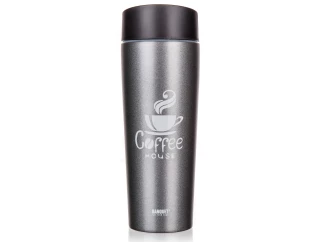 Cestovný termohrnček Coffee 350 ml, šedý