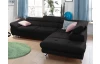 Rohová sedacia súprava Fabio, čierna látka, pravý roh