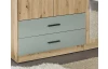 Šatníková skriňa so zrkadlom Savina 225 cm, dub artisan/šalviová