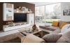 Obývacia stena Caracas kombi 333, dub / biely lesk, s osvetlením